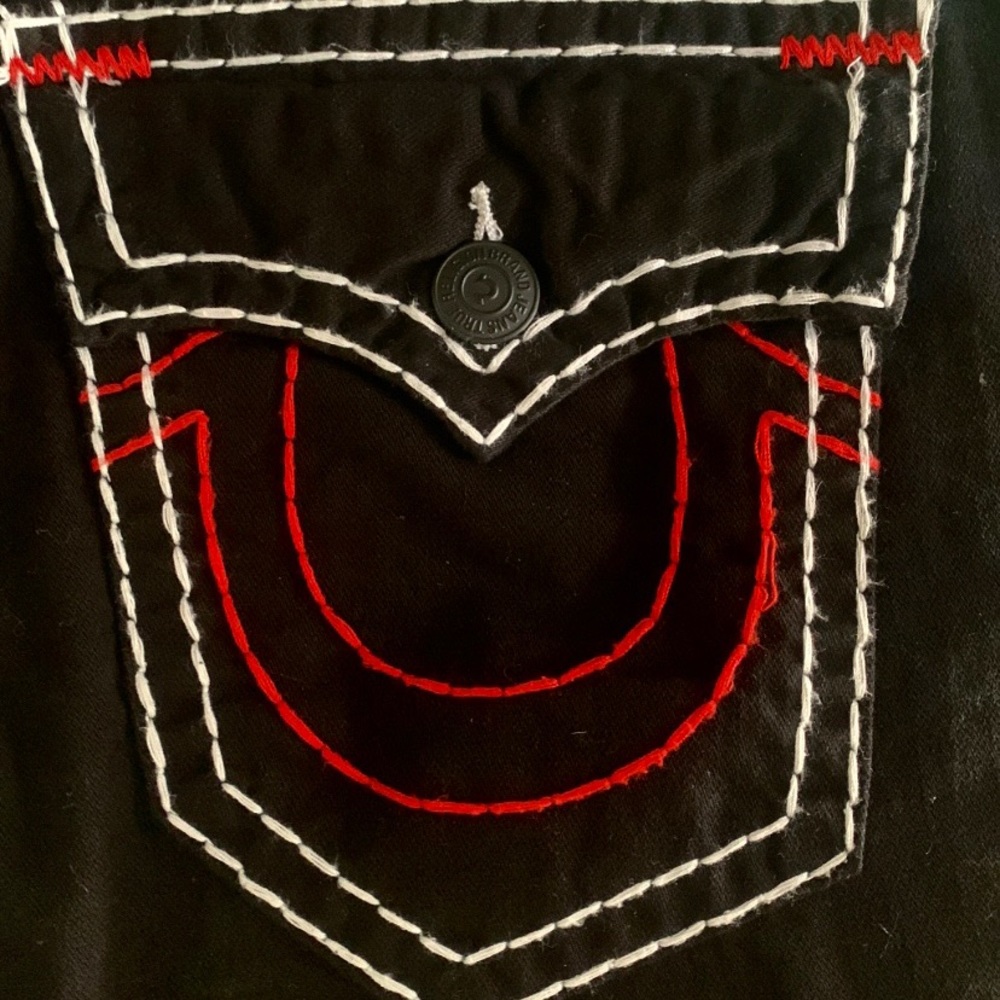 True Religion Jeans Black with white and red super t
